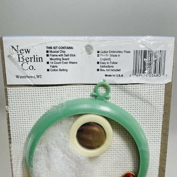 Musical Cross Stitch Kit Complete New Berlin 3480 Sweet Home Frame Round Fabric - Picture 6 of 9